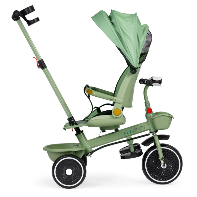 Rowerek trójkołowy spacerówka EcoToys 2 w 1 WQL-066-18 Zielony (5905817005918) - obraz 3