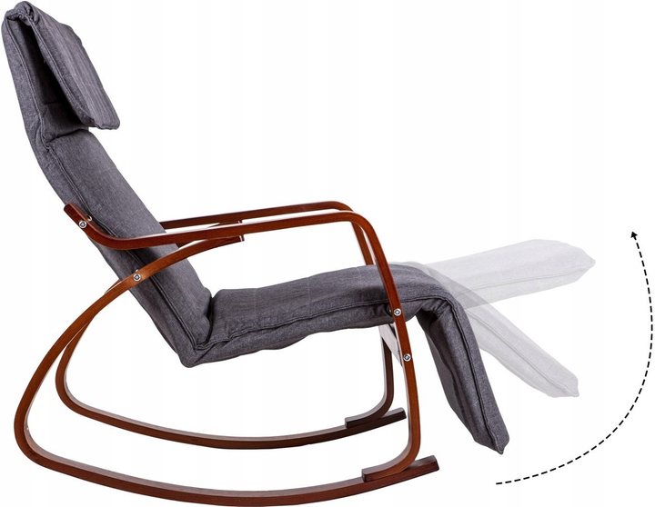 Fotel bujany ModernHome by Multistore regulowany (TXRC-02 WALNUT/CHARO) - obraz 3