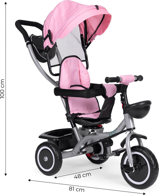 Триколісний велосипед прогулянковий EcoToys 2 в 1 WQL-066-52 Рожевий (5905817005888) - зображення 7