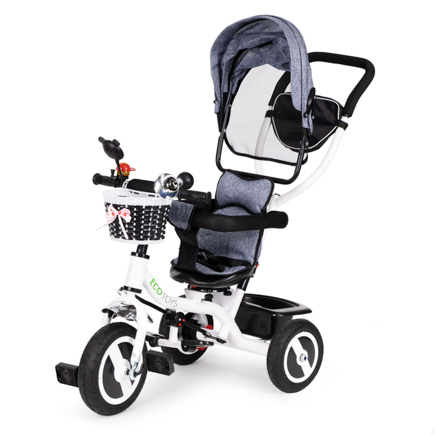 Rowerek trójkołowy spacerówka EcoToys JM-066-9L Szary (5903769974122) - obraz 4