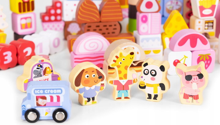 Дерев'яний конструктор EcoToys Цукеркове місто 116 елементів (5903769977918) - зображення 6