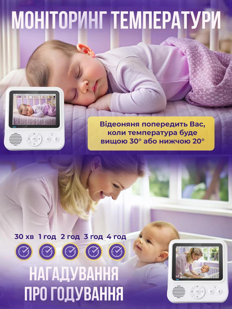 Відеоняня цифрова радіоняня регульована камера відеоспостереження двосторонній зв’язок нічне бачення моніторинг температури режим VOX - зображення 7