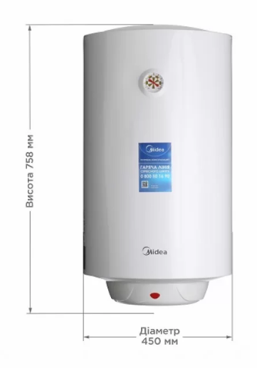 Бойлер 80 літрів Водонагрівач Midea D80-15F1 (D) сухий тен - изображение 2