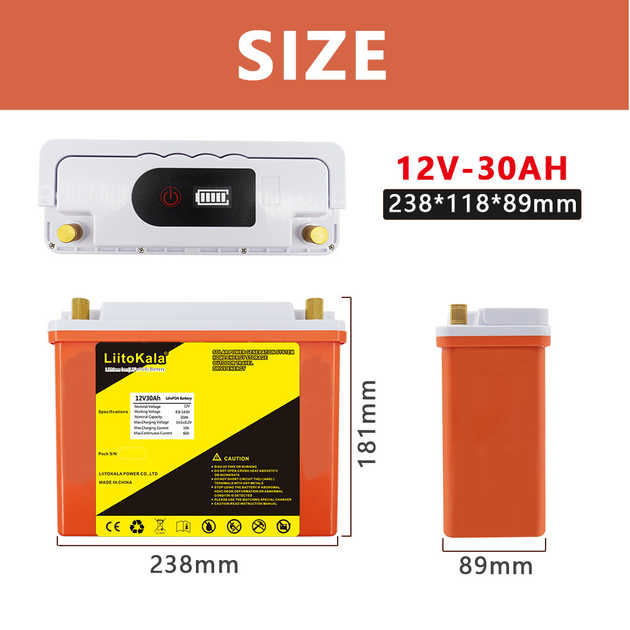 Аккумулятор LiitoKala LiFePO4 12V 30Ah с LCD-дисплеем и встроенным BMS, 4000+ циклов - изображение 7