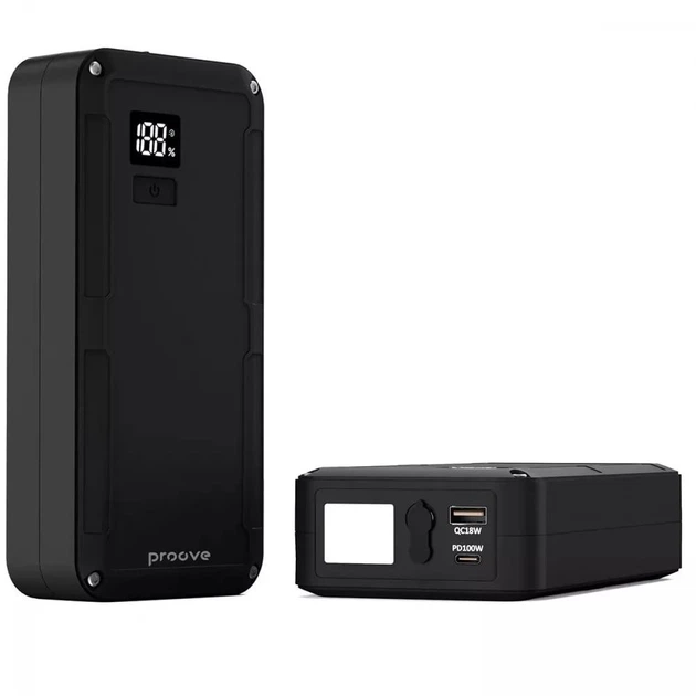 Портативное пусковое зарядное устройство Бустер для авто Proove Jumper Car Jump Starter 12000 mAh 1200A Павербанк 100W (JS1000112201) Black - изображение 3