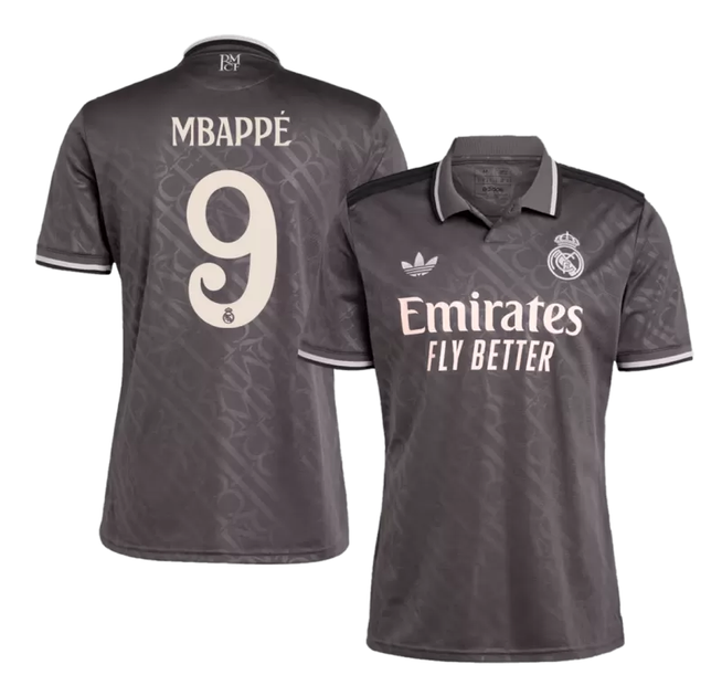 Дитяча футбольна форма Adidas Mbappé №9 Real Madrid 2024-2025, розмір 28 (зріст 150-160 см), сіра - зображення 3