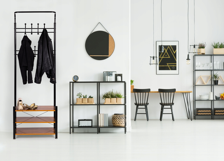 Wieszak na ubrania ModernHome by Multistore 18 haków z półkami na buty (GH-202 BLACK) - obraz 5