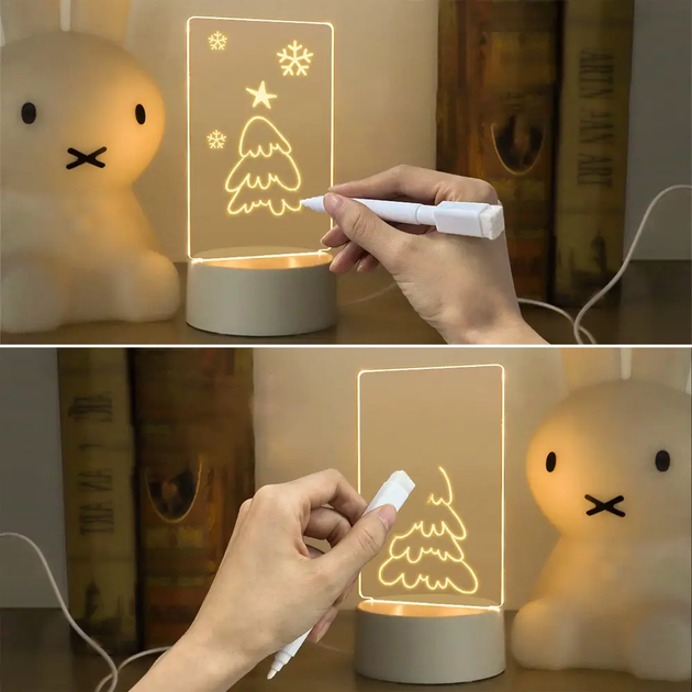 Нічник планер для нотаток з маркером від USB, (15х10 см), LAMP 3D / Акрилова 3D дошка / Настільний світильник (L) - Фото 3 Нічник планер для нотаток з маркером від USB, (15х10 см), LAMP 3D / Акрилова 3D дошка / Настільний світильник (L) - зображення 3