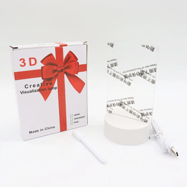 Нічник планер для нотаток з маркером від USB, (15х10 см), LAMP 3D / Акрилова 3D дошка / Настільний світильник (L) - Фото 10 Нічник планер для нотаток з маркером від USB, (15х10 см), LAMP 3D / Акрилова 3D дошка / Настільний світильник (L) - зображення 10