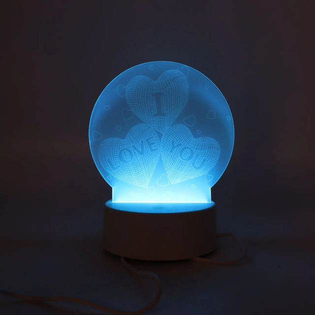 Нічник 3D настільний RGB, від USB + пульт ДК, "I Love you" / Акриловий світильник на підставці (L) - Фото 4 Нічник 3D настільний RGB, від USB + пульт ДК, "I Love you" / Акриловий світильник на підставці (L) - зображення 4