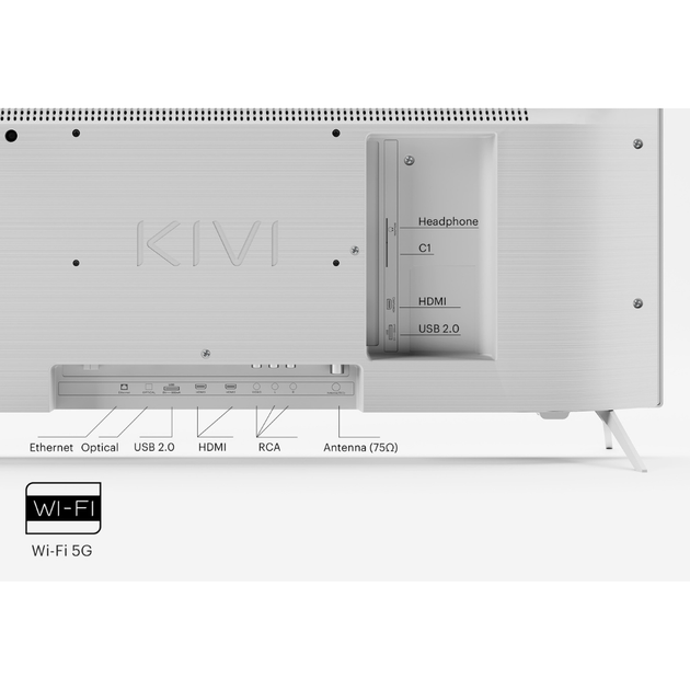 Телевізор 32" Kivi 32H760QW HD 1366x768 Smart TV White - зображення 3