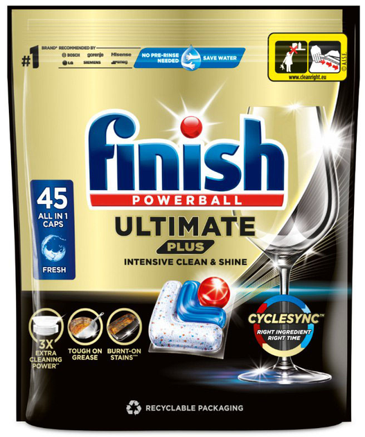 Капсули для миття посуду в посудомийних машинах Finish Ultimate Plus All in 1 45 шт (5908252010981) - зображення 2