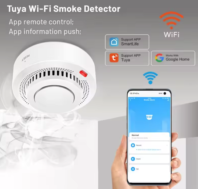 Датчик дыма WiFi Tuya Smart Life датчик пожарной сигнализации с сиреной 85 дБ детектор дыма - изображение 4