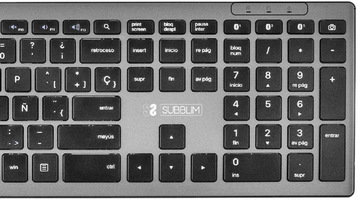 Клавіатура бездротова SUBBLIM Pure Extended Wireless Grey/Black (SUBKB-2PUE201) - зображення 3
