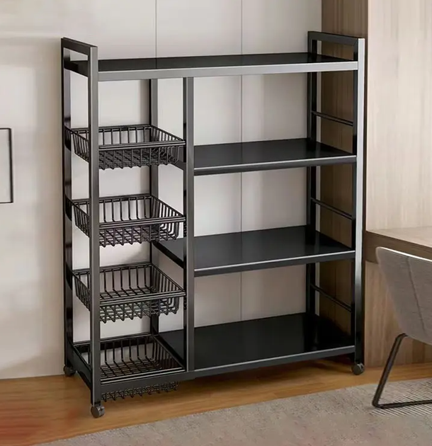 Стеллаж металлический Stenson с корзинами на колесиках 135x32x120см (M50282-L) - изображение 2