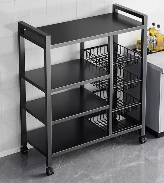 Стеллаж металлический Stenson с корзинами на колесиках 135x32x120см (M50282-L) - изображение 3