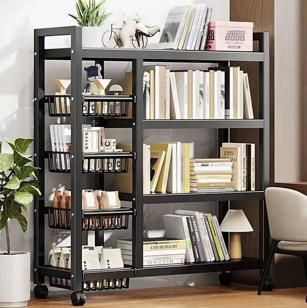 Стеллаж металлический Stenson с корзинами на колесиках 135x32x120см (M50282-L) - изображение 6