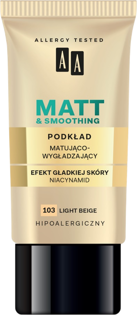 Podkład matujący AA Make Up Matt matująco-wygładzający 103 Light Beige 30 ml (5900116023199) - obraz 1