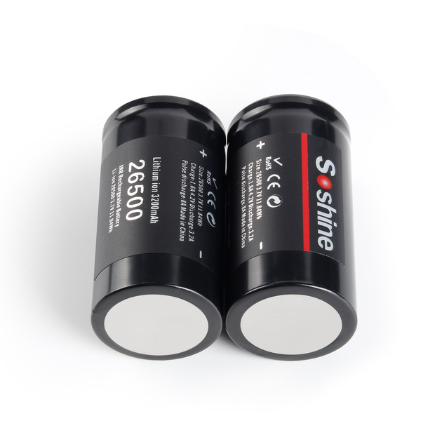 Акумулятор 26500 Li-Ion Soshine 26500-3.7-3200 типорозміру C 3200mAh - Фото 6 Акумулятор 26500 Li-Ion Soshine 26500-3.7-3200 типорозміру C 3200mAh - зображення 6