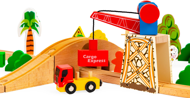 Zestaw do zabawy EcoToys Kolejka drewniana 74 elementy (5903089065418) - obraz 4