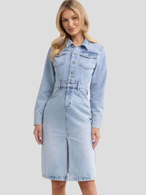 Плаття-сорочка джинсове міді осіннє жіноче Big Star Laylana 162 S Блакитне (5900714830878) - зображення 1