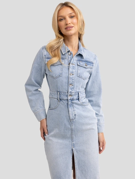 Плаття-сорочка джинсове міді осіннє жіноче Big Star Laylana 162 XL Блакитне (5900714830861) - зображення 5