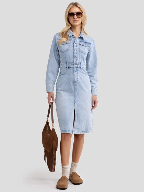 Плаття-сорочка джинсове міді осіннє жіноче Big Star Laylana 162 S Блакитне (5900714830878) - зображення 3