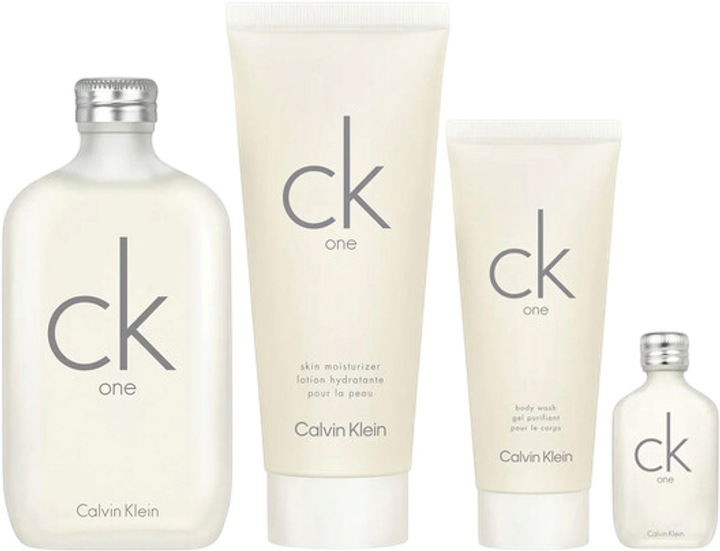 Zestaw unisex Calvin Klein Ck One Woda toaletowa 100 ml + Balsam do ciała 200 ml + Żel pod prysznic 100 ml + Woda toaletowa 5 ml (3616305433459) - obraz 2