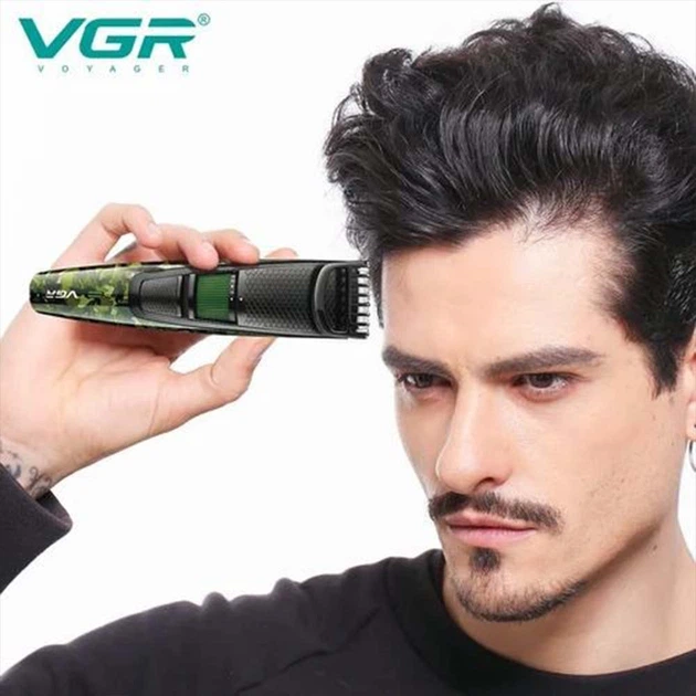 Аккумуляторная машинка триммер для стрижки волос бороды и тела USB VGR V-053 PRO Камуфляж - изображение 8