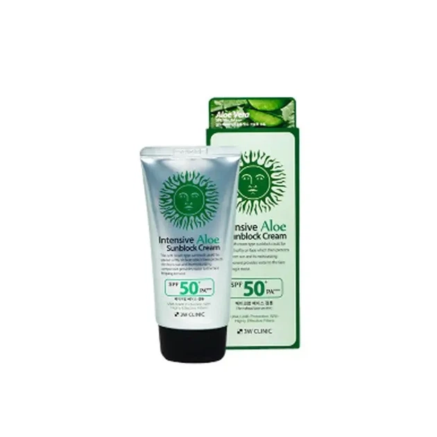 Інтенсивний сонцезахисний крем 3W Clinic Intensive UV Sunblock Cream Aloe SPF50/PA+++ 70 мл - Фото 1 Інтенсивний сонцезахисний крем 3W Clinic Intensive UV Sunblock Cream Aloe SPF50/PA+++ 70 мл - зображення 1