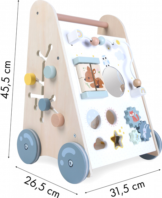 Pchacz chodzik drewniany EcoToys edukacyjny z ruchomymi elementami (5905817000227) - obraz 4