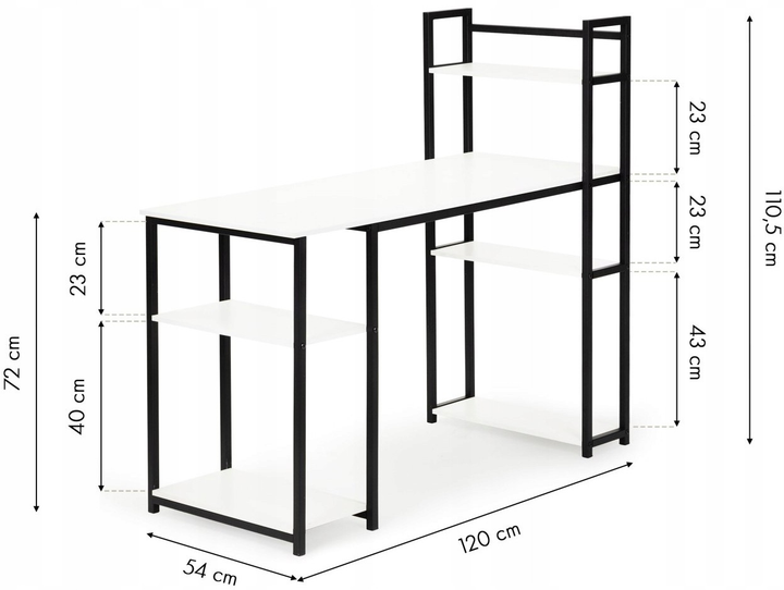 Комп'ютерний стіл ModernHome by Multistore з полицями білий (PJJCT0005-301) - зображення 5