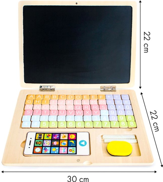 Tablica edukacyjna magnetyczna EcoToys laptop litery cyfry (5903769975877) - obraz 4