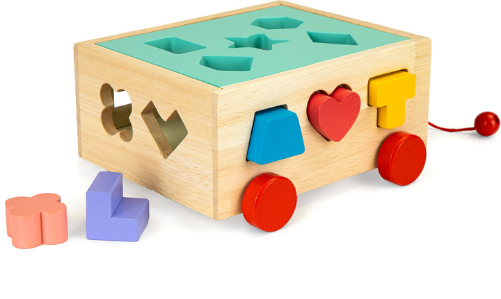 Drewniany wózek sorter EcoToys z klockami - kostka edukacyjna dla dzieci (5903089067894) - obraz 3