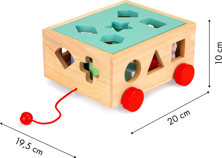 Drewniany wózek sorter EcoToys z klockami - kostka edukacyjna dla dzieci (5903089067894) - obraz 5