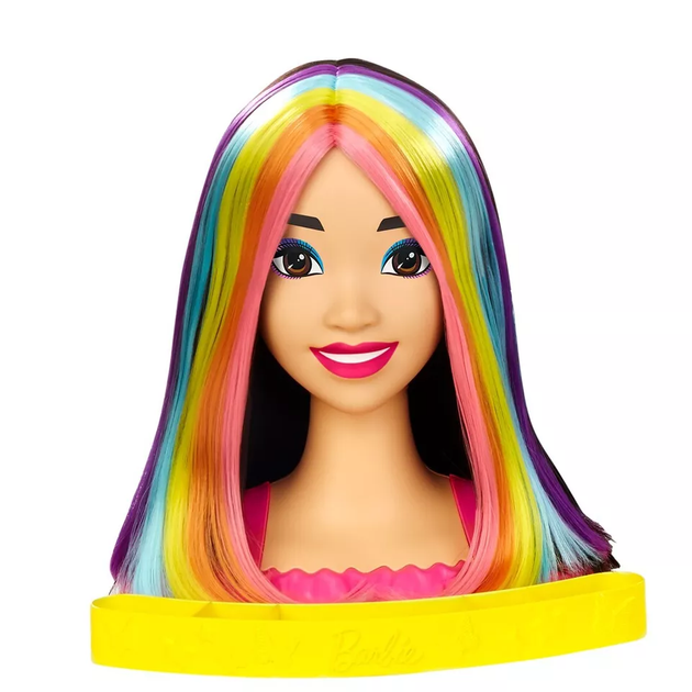 Głowa do stylizacji Barbie Neonowa tęcza Czarne włosy HMD81 (0194735125197) - obraz 3