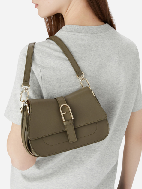 Torebka bagietka damska skórzana Furla Flow Mini WB01032BX20452810S1007 Zielona (800070319107) - obraz 2