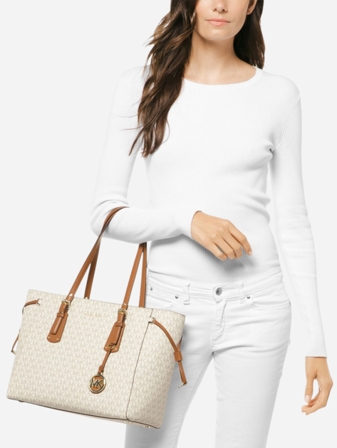Torba shopper damska duża Michael Kors Voyager 30F8GV6T2B-150 Biała (800070064554) - obraz 2