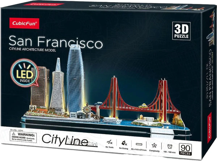 Пазли 3D Cubic Fun City Line San Francisco LED (6944588205249) - зображення 2