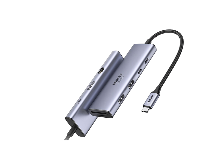 Концентратор 9 in 1 USB-C UGREEN CM498 Multifunction Adapter для MacBook Air Pro iPad Pro HDMI 4K 60Hz PD100W Ethernet RJ45 SD TF Type-C HUB USB Gray (15375) - зображення 4