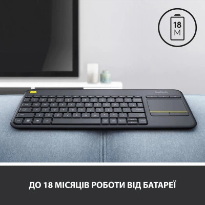 Клавиатура Logitech K400 Plus Touch Wireless UA Black (920-007145) - изображение 7
