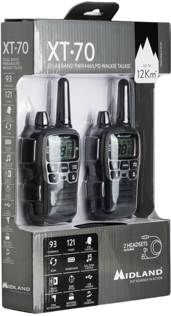 Ręczny radiotelefon Midland XT70 Twin Black (8011869197208) - obraz 5
