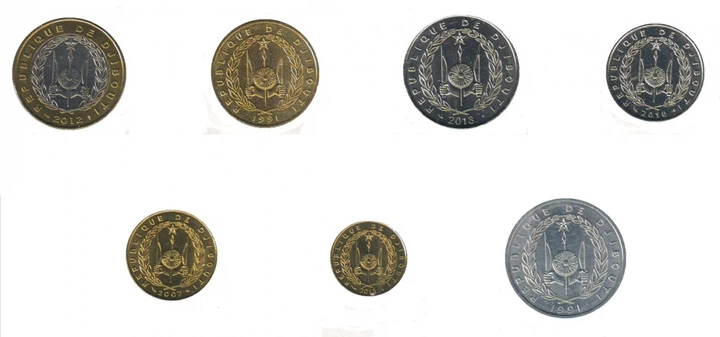 Набір монет Джибуті набір з 7 монет 1991-2013 UNC 5, 10, 20, 50, 100, 250, 500 франків - Фото 2 Набір монет Джибуті набір з 7 монет 1991-2013 UNC 5, 10, 20, 50, 100, 250, 500 франків - зображення 2