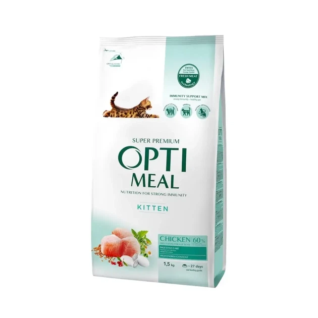 Сухий корм для кошенят Optimeal 1.5 кг курка (B1800901) - Фото 1 Сухий корм для кошенят Optimeal 1.5 кг курка (B1800901) - изображение 1