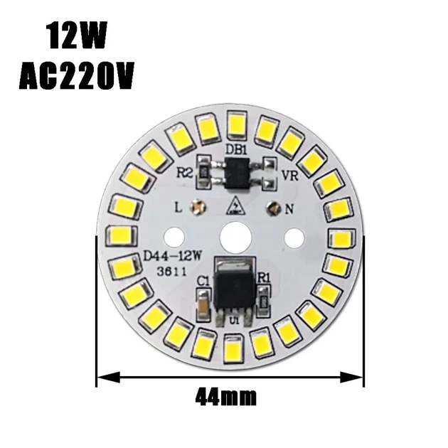 Светодиодный LED-модуль 12Вт, 44мм AC220В плата для ремонта ламп 12Вт, теплый белый - Фото 3 Светодиодный LED-модуль 12Вт, 44мм AC220В плата для ремонта ламп 12Вт, теплый белый - изображение 3