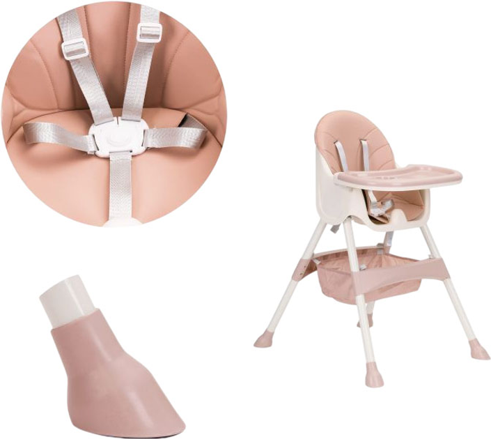 Krzesełko do karmienia EcoToys 2w1 różowy (5903089067269) - obraz 3