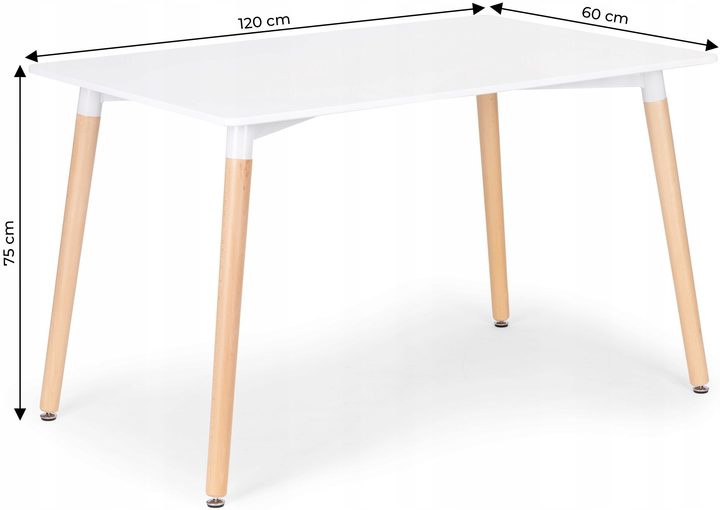Stół do jadalni ModernHome by Multistore 120 x 60 cm biały (5903332062157) - obraz 6