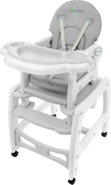 Krzesełko do karmienia EcoToys 3w1 biało-szary (5903089067832) - obraz 3
