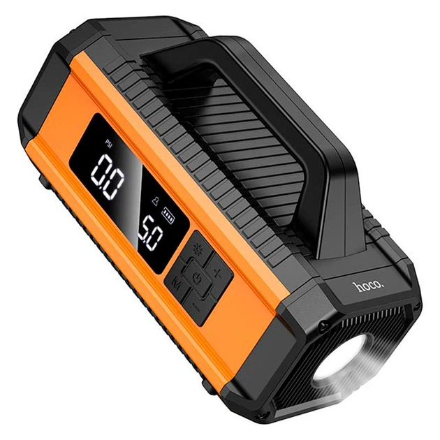Бустер-насос для авто Hoco QS4 10000mAh, компрессор + пауэрбанк, 1.8–3.8bar, пусковой ток 360A/800A - изображение 4