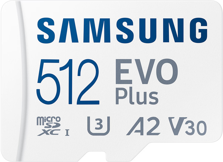 Карта памяти Samsung Evo Plus microSDXC 512GB UHS-I U3 V30 A2 + SD адаптер (MB-MC512SA/EU) - изображение 1